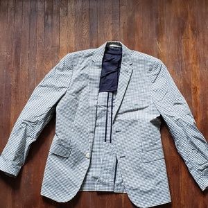 White-and-Blue Check Summer Sport Coat